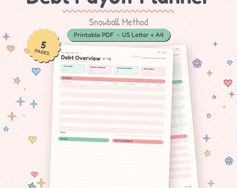 Planer spłaty długów metodą kuli śnieżnej, Pastelowy tracker finansowy, Kolorowanka (PDF)