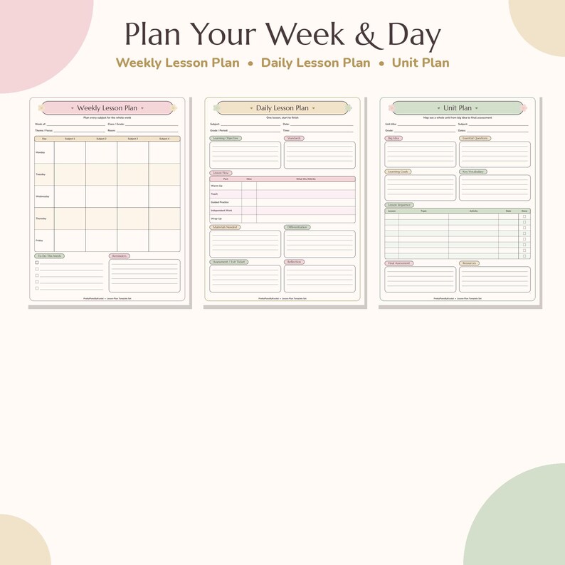 Lesson Plan Template Printable, Weekly Lesson Planner, Daily Lesson ...