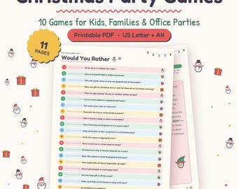 Christmas Party Games Bundle, 10 Printable Games for Adults & Kids (PDF)
