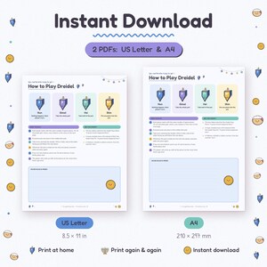 Puede incluir: Una gu&iacute;a de instrucciones digital titulada How to Play Dreidel, disponible como PDF en formato carta de EE. UU. de 8,5 x 11 pulgadas y PDF A4. El documento presenta ilustraciones coloridas de dreidels, letras hebreas, reglas y reglas de casa.