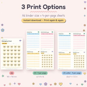 Paket med spårningsverktyg för sjunkande fonder, budgetpärm i A6-format, sparkuvert med kontanter (PDF) bild 6