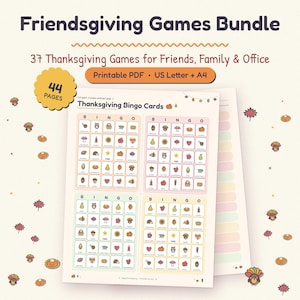 Paket med Friendsgiving-spel, 37 aktiviteter för Thanksgiving-festen (PDF-nedladdning) bild 1