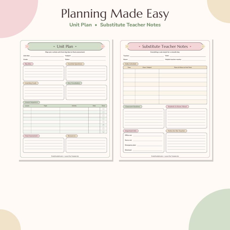 Lesson Plan Template Printable, Weekly Lesson Planner, Daily Lesson ...