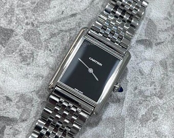 19mm Watch Strap Bracelet Only. Seven Link Stainless Steel Quick Release Spring Bars - Suitable for Cartier Tank Must LM and Others.