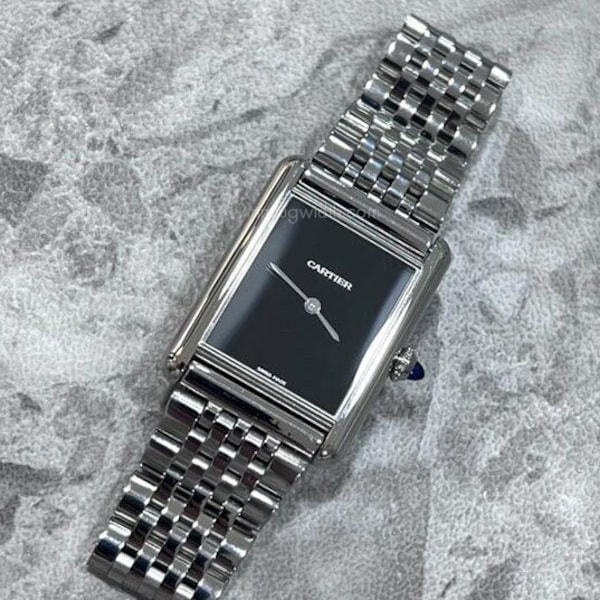 19mm Watch Strap Bracelet Only. Seven Link Stainless Steel Quick Release Spring Bars - Suitable for Cartier Tank Must LM and Others.