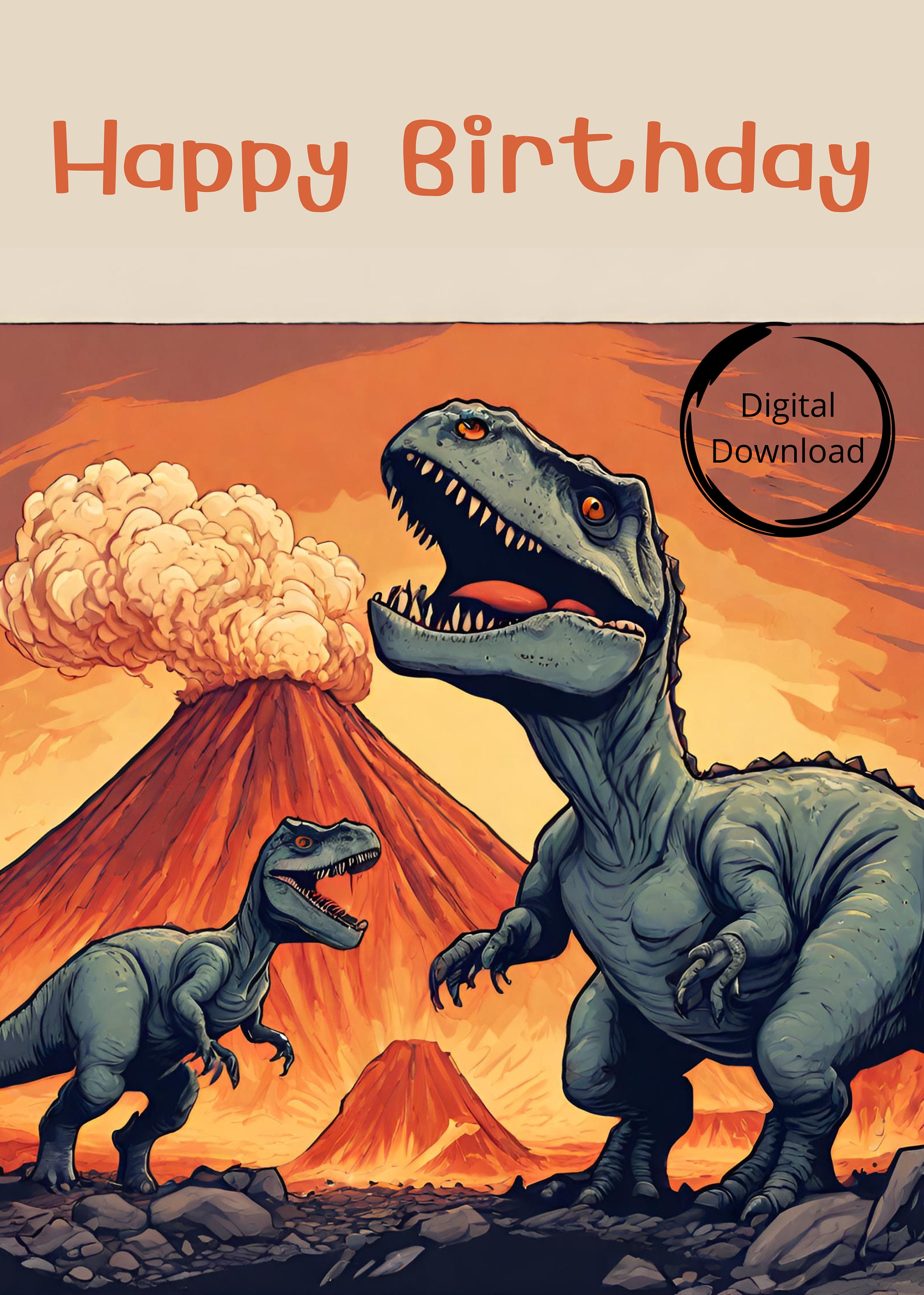 Printable T-rex Birthday Card, Digital Download, Birthday Card, Love ...