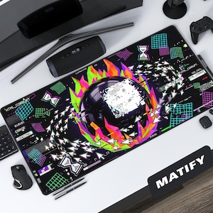 HTML-bureaumat corrupte glitch | Zwermcursor Y2K-muismat | Webontwikkelaar Retro Tech Decor | Maximalist cyberpunk-gamingset-upcadeau