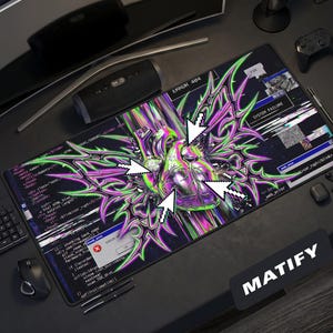 Y2K Glitch Heart Desk Mat | Cyber Webcore Mouse Pad | Chrome Tribal Heart Gaming Mat | Edgy Coder Aesthetic Gift for Her