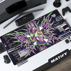 Tappetino da scrivania con cuore glitch Y2K / Tappetino per mouse cyber webcore / Tappetino da gioco cromato con cuore tribale / Regalo estetico edgy da programmatrice per lei