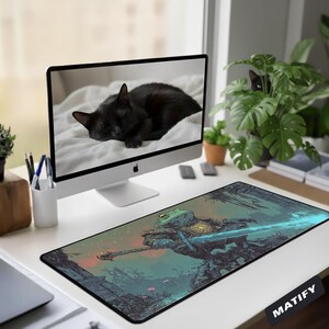 Frog Knight Desk Mat Epic Fantasy Art, Large Gaming Mousepad with Warrior Toad, DnD Aesthetic for RPG Gamer Workspace Dungeon Master Decor image 2