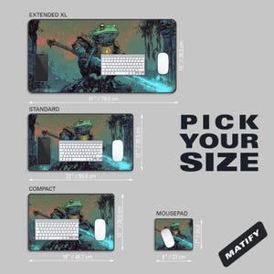 Frog Knight Desk Mat Epic Fantasy Art, Large Gaming Mousepad with Warrior Toad, DnD Aesthetic for RPG Gamer Workspace Dungeon Master Decor image 3