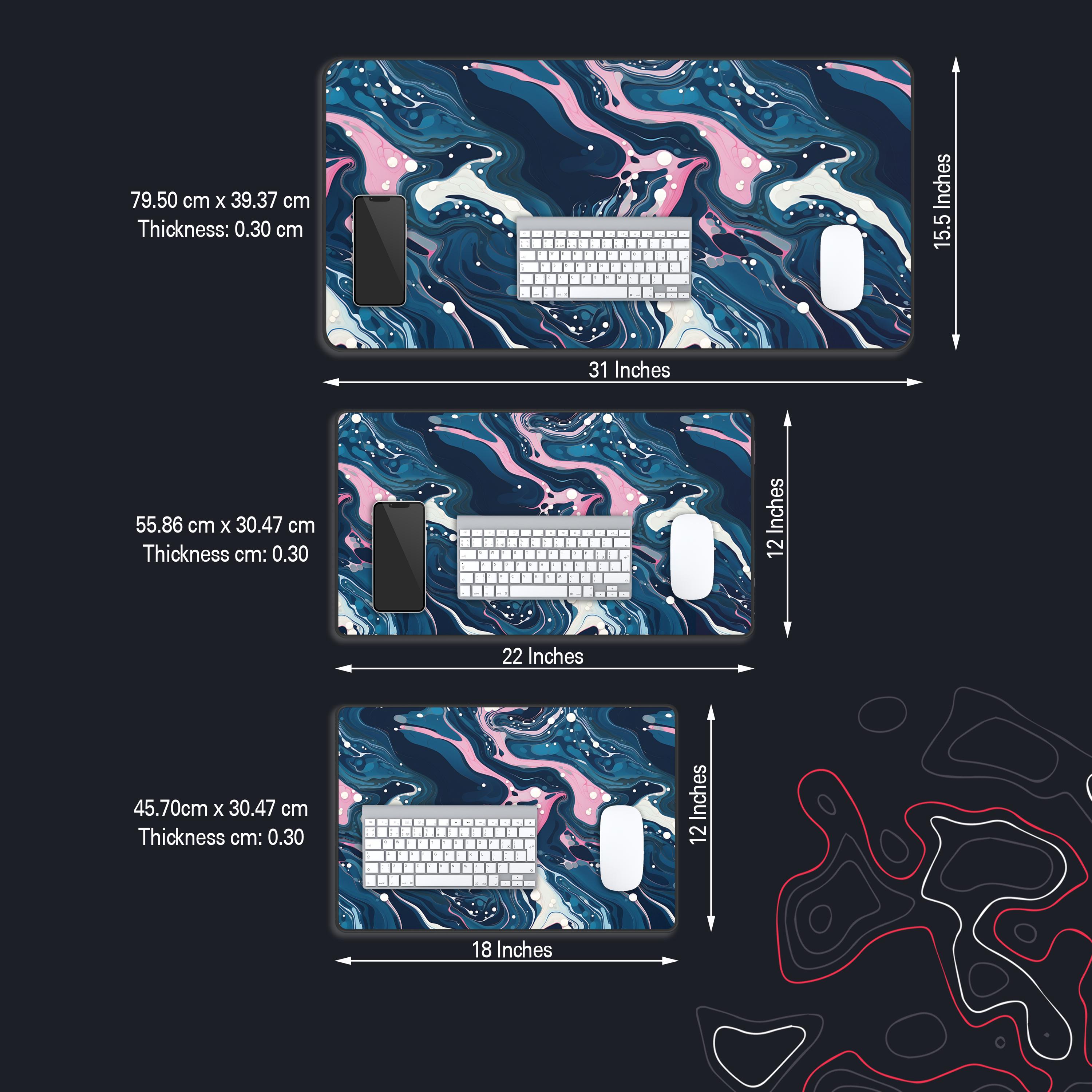 Abstract Fluid Desk Mat | Swirling Pattern Deskmat | Elegant Blue Pink ...
