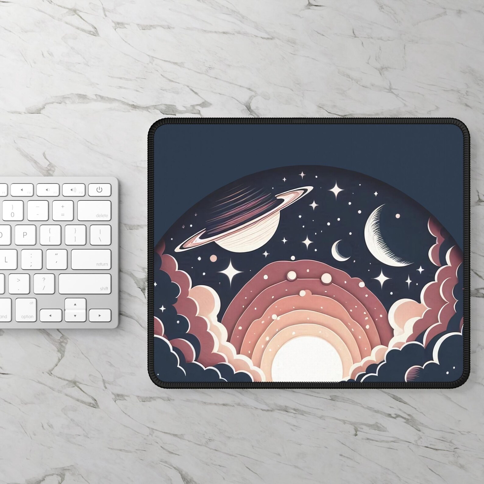 Papercraft Space Desk Mat Layered Art, Large Gaming Mousepad With ...