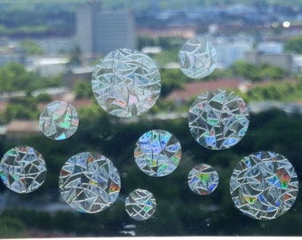 10er Set Regenbogen Sonnenfänger suncatcher Kreise  Fensterbild Fenster Sticker Aufkleber Vogelschutz
