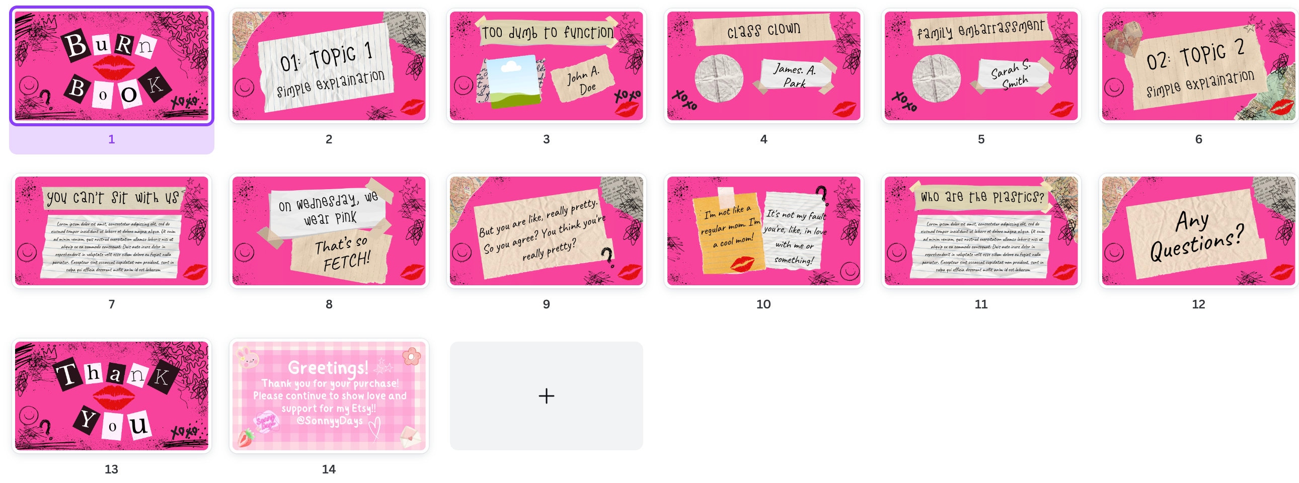 Burn Book Mean Girls Powerpoint Slides Template Etsy