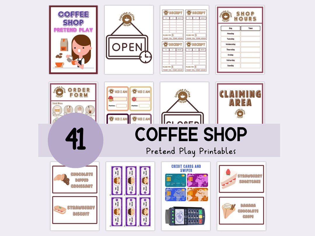 Coffee Shop Pretend Play Printable Pretend Play Printable Bundle Coffee ...