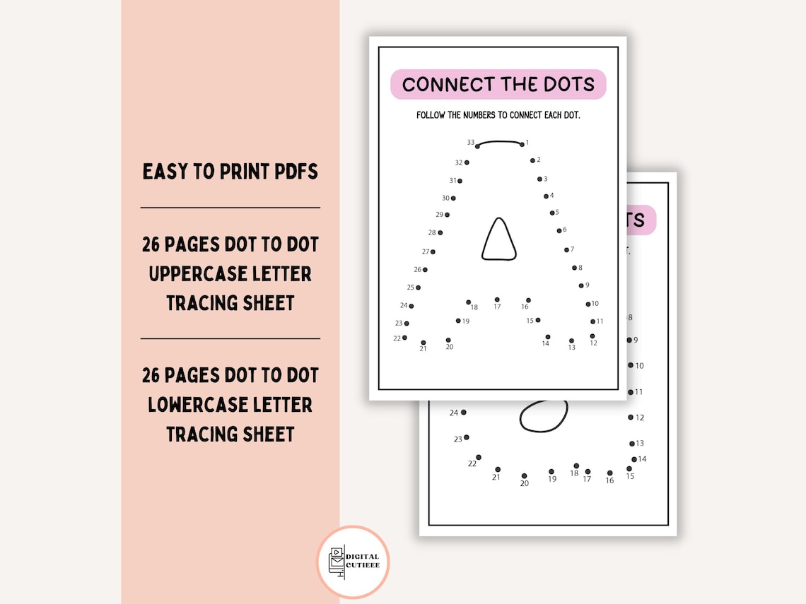 Dot to Dot Alphabet Tracing Printables Preschool Dot to Dot Worksheet ...