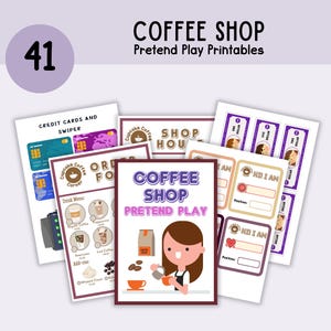 Coffee Shop Pretend Play Printables for Kids Preschool Pre K A4 Digital Downloads PDF