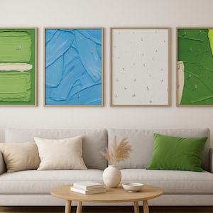 Sports Art Print SET of 4 PRINTS – Golf, Tennis, Surf & Ski Wall Decor – Textured Effect Print –Minimalist Athlete Gift–Modern Impasto Style