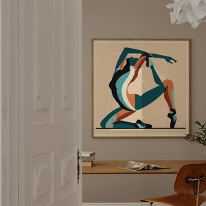 Abstract Ballet Dancer Stretching - Framed Square Poster for Contemporary Dance Studio Wall Art I Gift for Dancer
