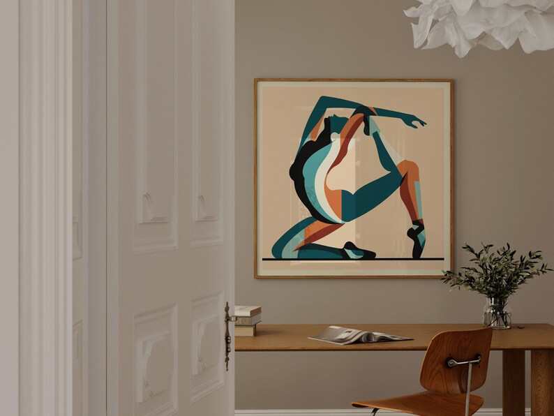 Abstract Ballet Dancer Stretching - Framed Square Poster for Contemporary Dance Studio Wall Art I Gift for Dancer