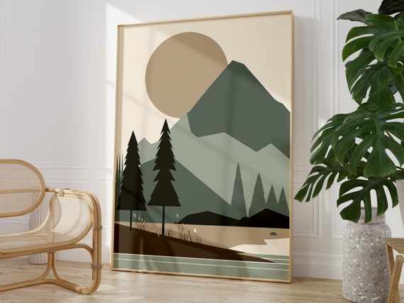 Nordic Landscape Poster with Minimalist Design for Scandinavian Homes, Edgy Japandi Nature View Poster for Modern Home, Printable Wall Art