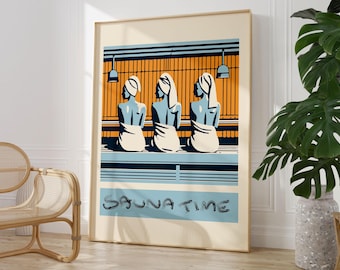 Sauna Time Poster Download for Nordic Lifestyle Scandinavian Bathroom I Large High Resolution Digital Print Instant Downloadable Files