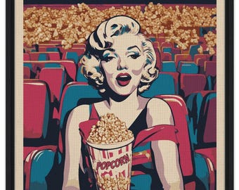 Inramad Marilyn Monroe-kanvastavla för modern loftinredning, färgglad vardagsrumsinredning, 60-talsfilmstjärna, väggkonstposter, bioälskare, present