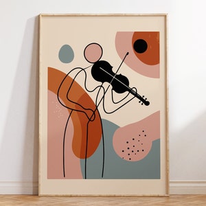 Printable Violin Player Poster for Classical Music Lover Home Wall Art, Abstract Violinist Print with Violin for Scandinavian Style
