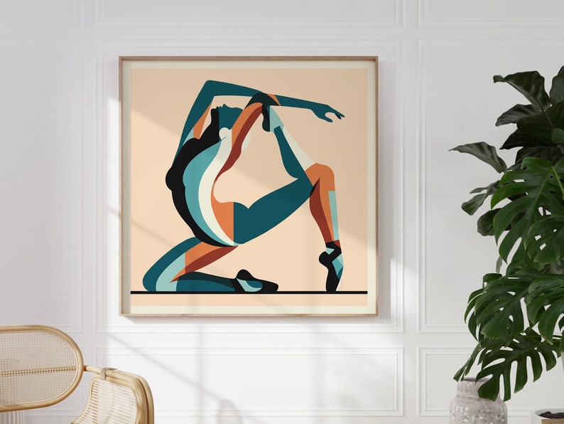 Abstract Ballet Dancer Stretching - Framed Square Poster for Contemporary Dance Studio Wall Art I Gift for Dancer
