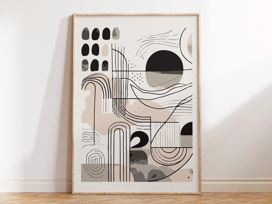 Pastel Color Abstract Print With Dark Detail for Modern Wall Art ...