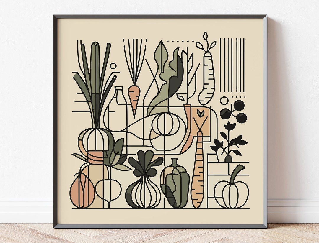 rustic vegetable kitchen prints | 3-piece wall art |... Framed Vegetables Poster for Boho Kitchen Wall Art, Dining Room Print ...