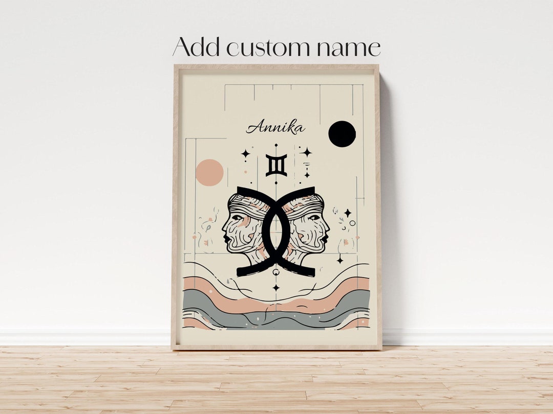 Personalized Gemini Zodiac Sign Poster With Custom Name for Cool ...