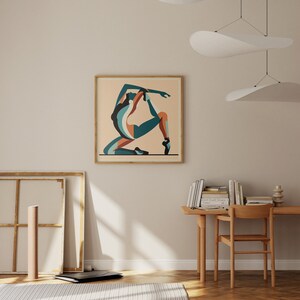 Abstract Ballet Dancer Stretching - Framed Square Poster for Contemporary Dance Studio Wall Art I Gift for Dancer