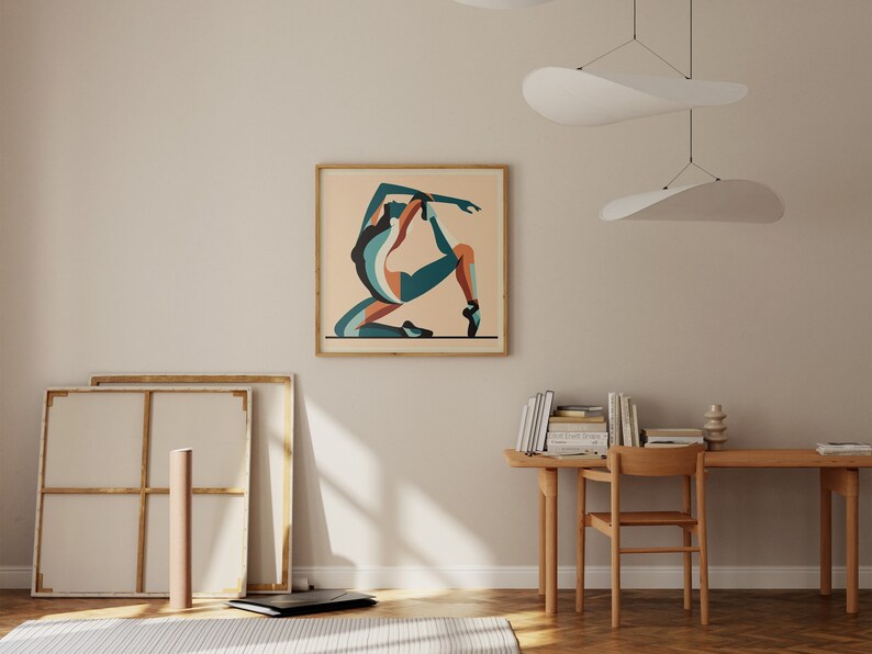 Abstract Ballet Dancer Stretching - Framed Square Poster for Contemporary Dance Studio Wall Art I Gift for Dancer