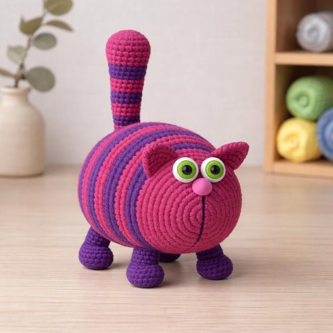 Stiped Cat Pattern Striped Cat Crochet Pattern PDF, Amigurumi Kitty Plush Tutorial, Pink ...