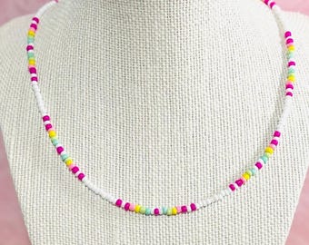 Handmade Seed Bead Choker Necklace Western Snake Pattern Necklace