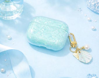 Airpods Case Case for Airpods 1/2 And AirPods  Pro 1/2/3 Mother of Pearl Design Pink Case Blue Case White Pearl Case Mermaid