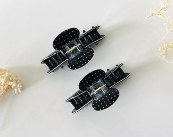 Black Polka Dot Print Hair Claw Womens Trendy Hair clip