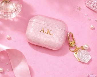 Airpods Case Case for Airpods 1/2 And AirPods  Pro 1/2/3 Mother of  Pearl Design Pink Case Blue Case White Pearl Case Mermaid