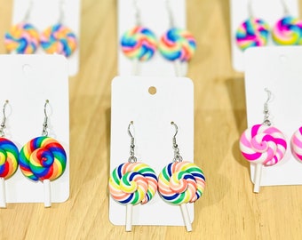 Lollipop Candy Earrings 1x Pair Polymer Clay Sweet Earrings