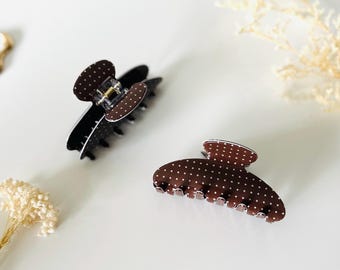 Coffee Polka Dot Print Hair Claw Womens Trendy Hair clip