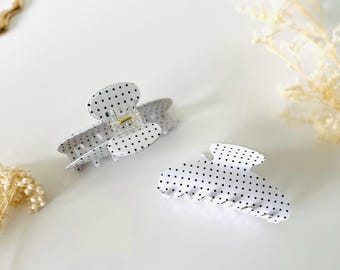 White Polka Dot Print Hair Claw Womens Trendy Hair clip