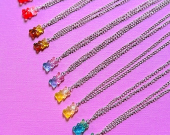 Gummy Bear Necklace Set, Y2K Resin Pendant, BFF Jewelry Gift