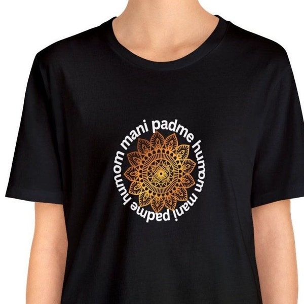 Spiritual Guidance Tee Om Mani Padme Hum Mandala Buddhist Shirt for Meditation & Mindfulness, Beautiful Spiritual Clothing, Unique Yoga Gift