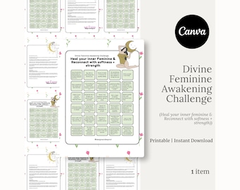 Lista de verificación para el Desafío del Despertar Divino Femenino / Rutina de 30 días para la sanación del amor propio / Cuaderno de ejercicios de energía femenina / Imprimible de empoderamiento femenino