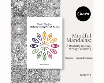 Livre de coloriage mandala, pages à colorier pour adultes, livre numérique à imprimer contre le stress, art mandala relaxant, cadeau pour le soulagement de l'anxiété et de la pleine conscience