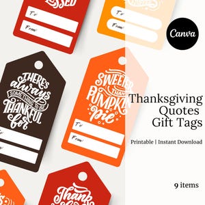 Druckbare Thanksgiving Bundle Vorlage Schreibschrift Personalisierte Geschenke Tags Herbst Saison Bundle Herbst Ferien Saison Set von 9