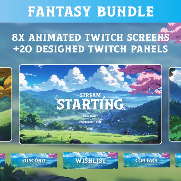 Twitch Screen Overlays and Panels Palworld - Style | Anime Twitch Screens and Panels | Twitch Fantasy Bundle | Twitch Streamer Bundles