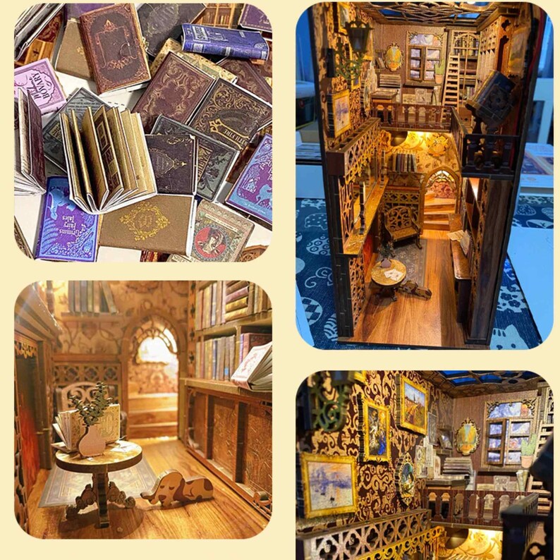 Eternal Bookstore Book Nook Gifts Toy Kit, DIY Miniature Dollhouse
